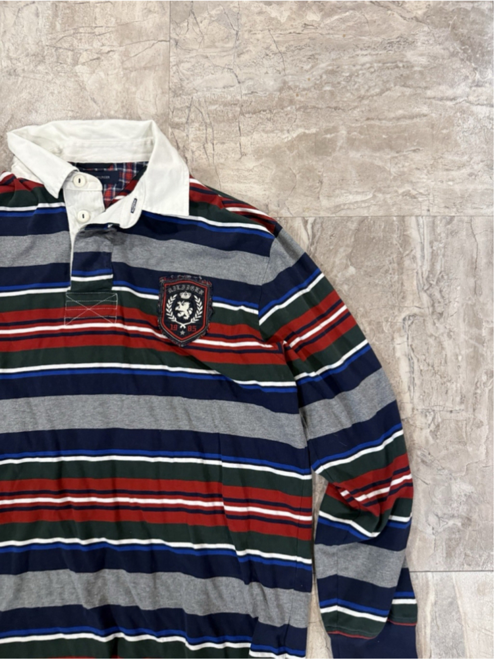 VTG y2k Tommy Hilfiger Multicolor Striped Long Sleeve Preppy Rugby Polo Shirt L